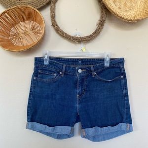 Levi Dark Wash Cuffed Denim Shorts